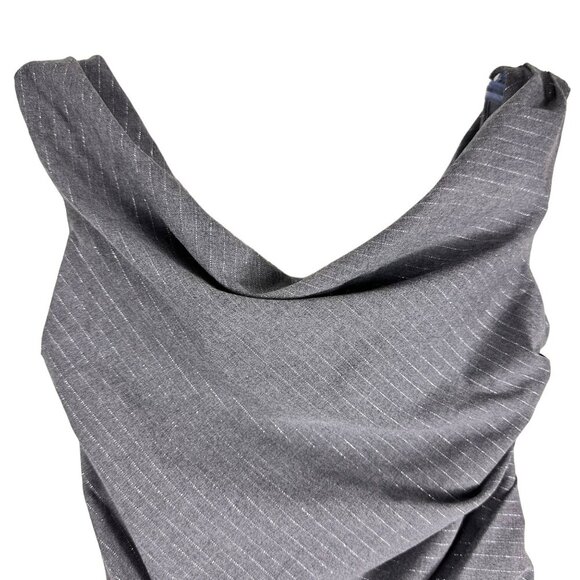 ZARA Grey Silver Pleated Off the Shoulder Pinstripe‎ Crop Top Small - Picture 5 of 14